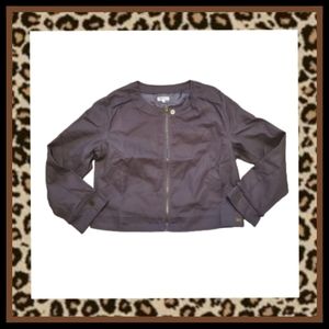 MED. BROWN ☆  CROPPED ☆  ZIP FRONT JACKET ☆ 1X ☆  NWOT